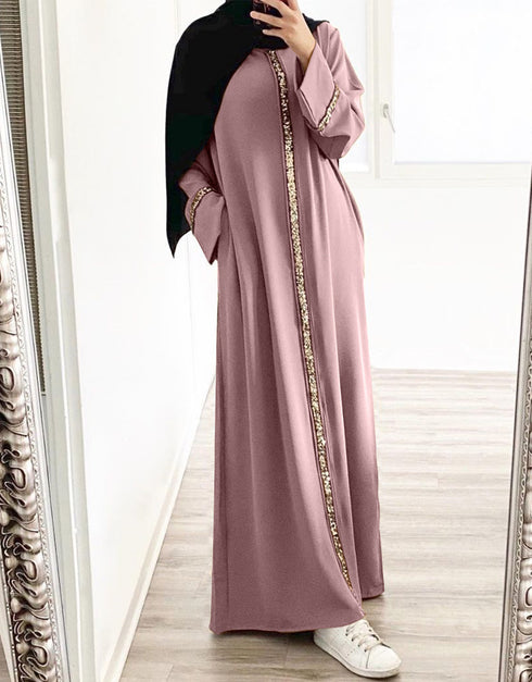 Women's Solid Color Puff Sleeve Maxi Abaya